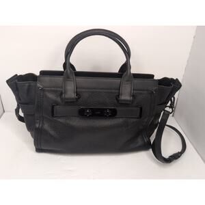 Coach Black Pebbled Leather Satchel Shoulder Bag w/ Strap